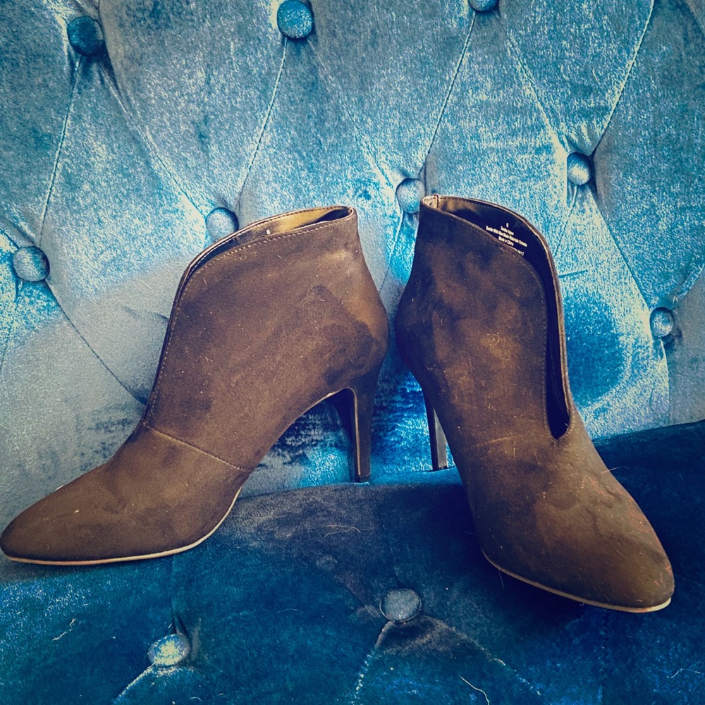 Black faux suede ankle boots